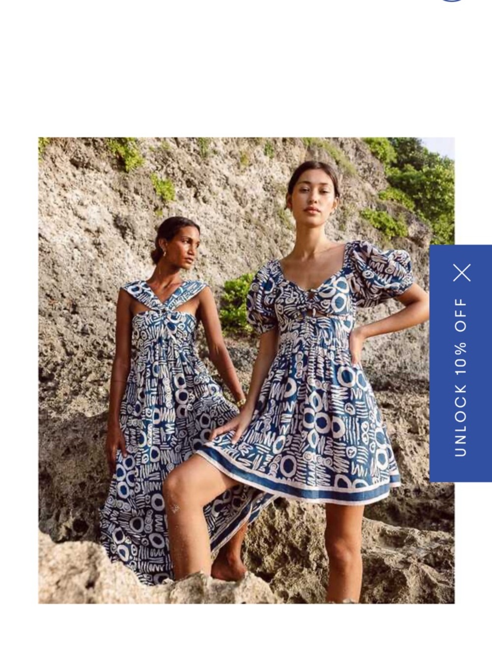 Cleobella Blue Patterned High-Low Puff Sleeve Dress